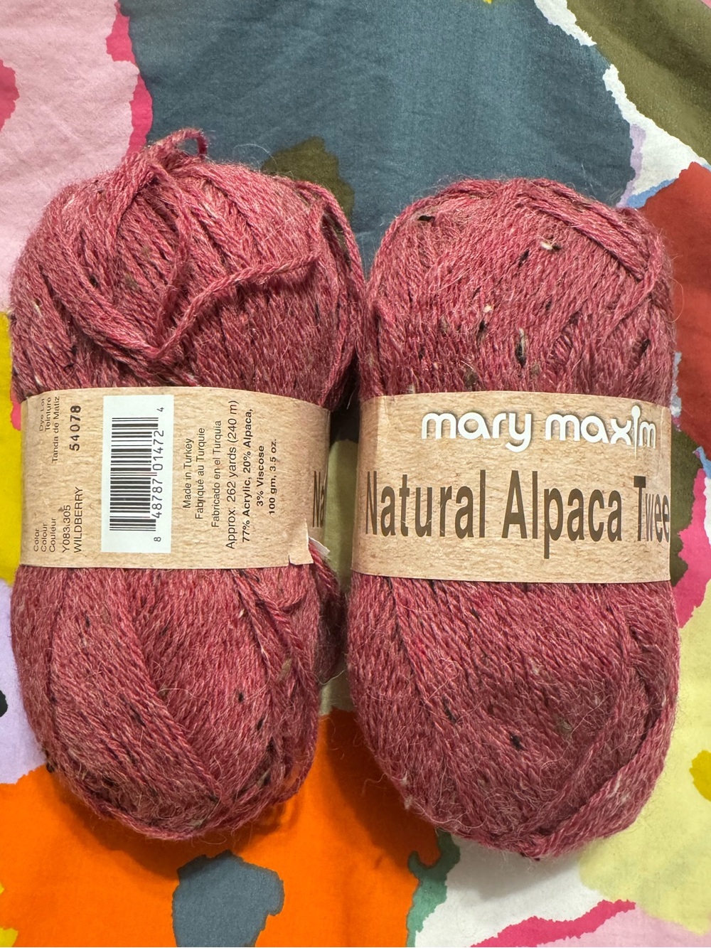 Mary Maxim Natural Alpaca Tweed Yarn in Wildberry